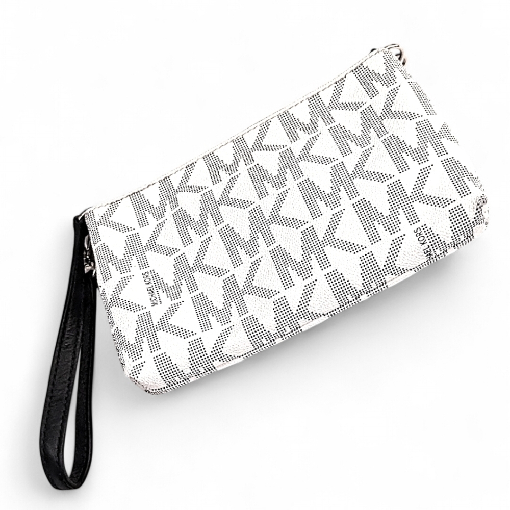 🖤 EUC Michael Kors Large White and Black Logo Wristlet - Picture 2 of 7